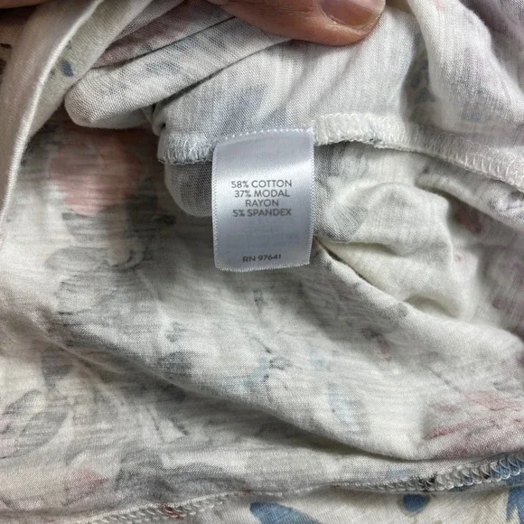 J. Jill Floral Long Sleeve Top Cream Coral Blue Cotton Blend Size L - Picture 3 of 9